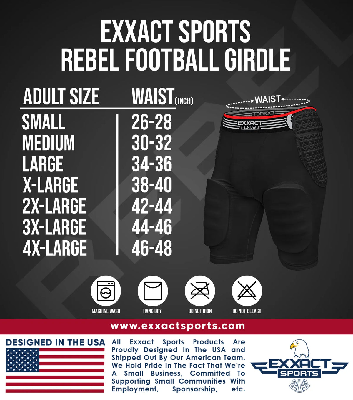 Exxact Sports Rebel 5-pad Men’s Football Girdle with Cup Pocket Adult - Black