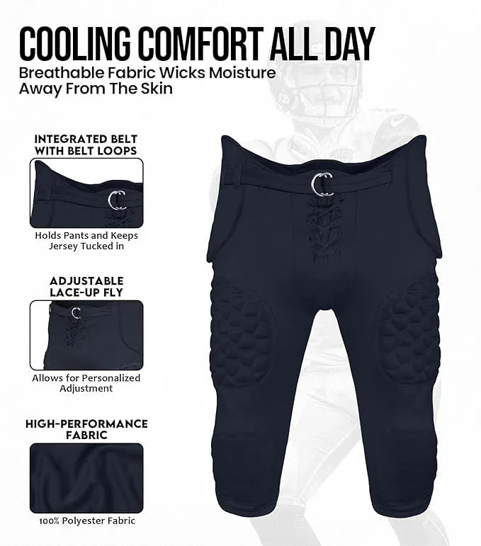 Exxact Sports Rebel Boys Integrated Football Pants with Built-in Pads Youth - Navy