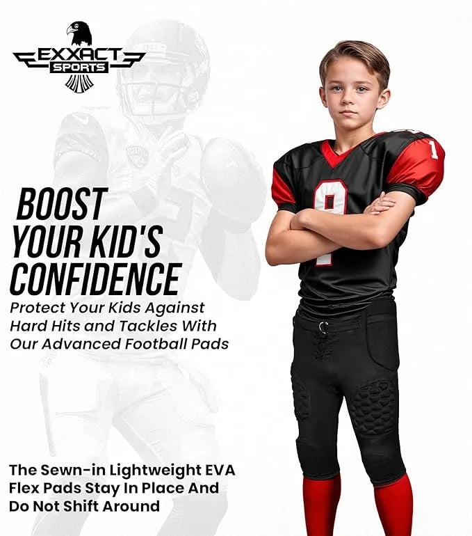 Exxact Sports Rebel Boys Integrated Football Pants with Built-in Pads Youth - Royal Blue