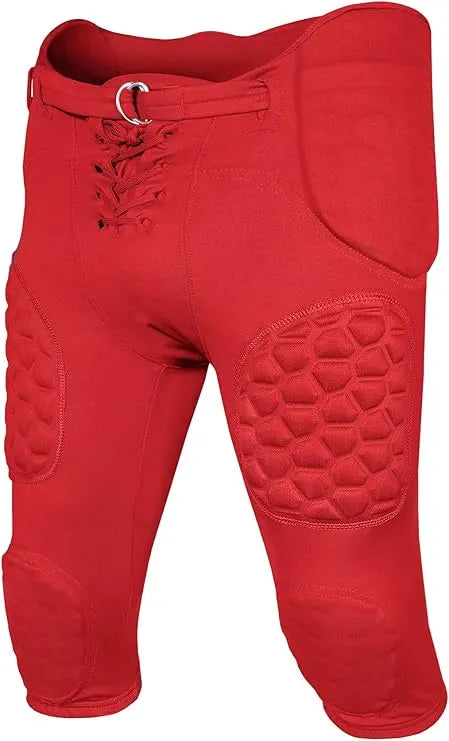 Exxact Sports Rebel Boys Integrated Football Pants with Built-in Pads Youth - Red - X-small