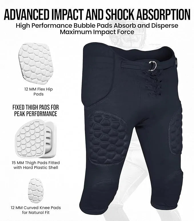 Exxact Sports Rebel Boys Integrated Football Pants with Built-in Pads Youth - Navy