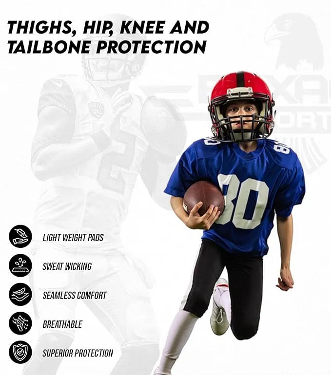 Exxact Sports Rebel Boys Integrated Football Pants with Built-in Pads Youth - Navy