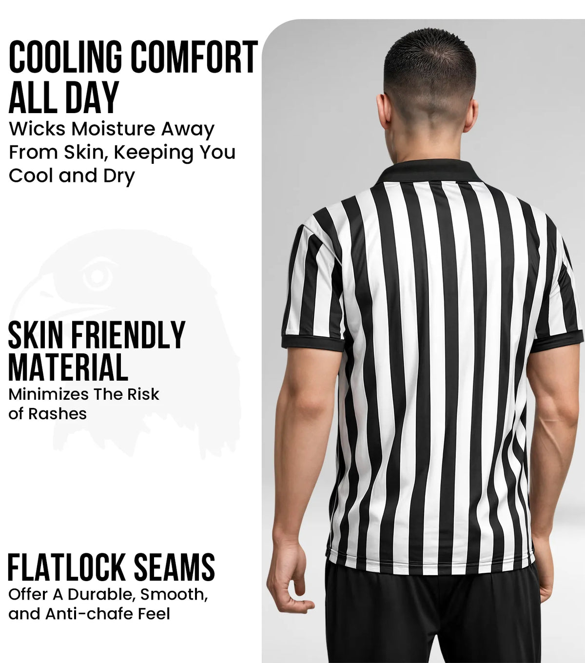 Exxact Sports Referee Shirt for Men and Women Umpire Uniform Quarter Zipper - Black White Stripes