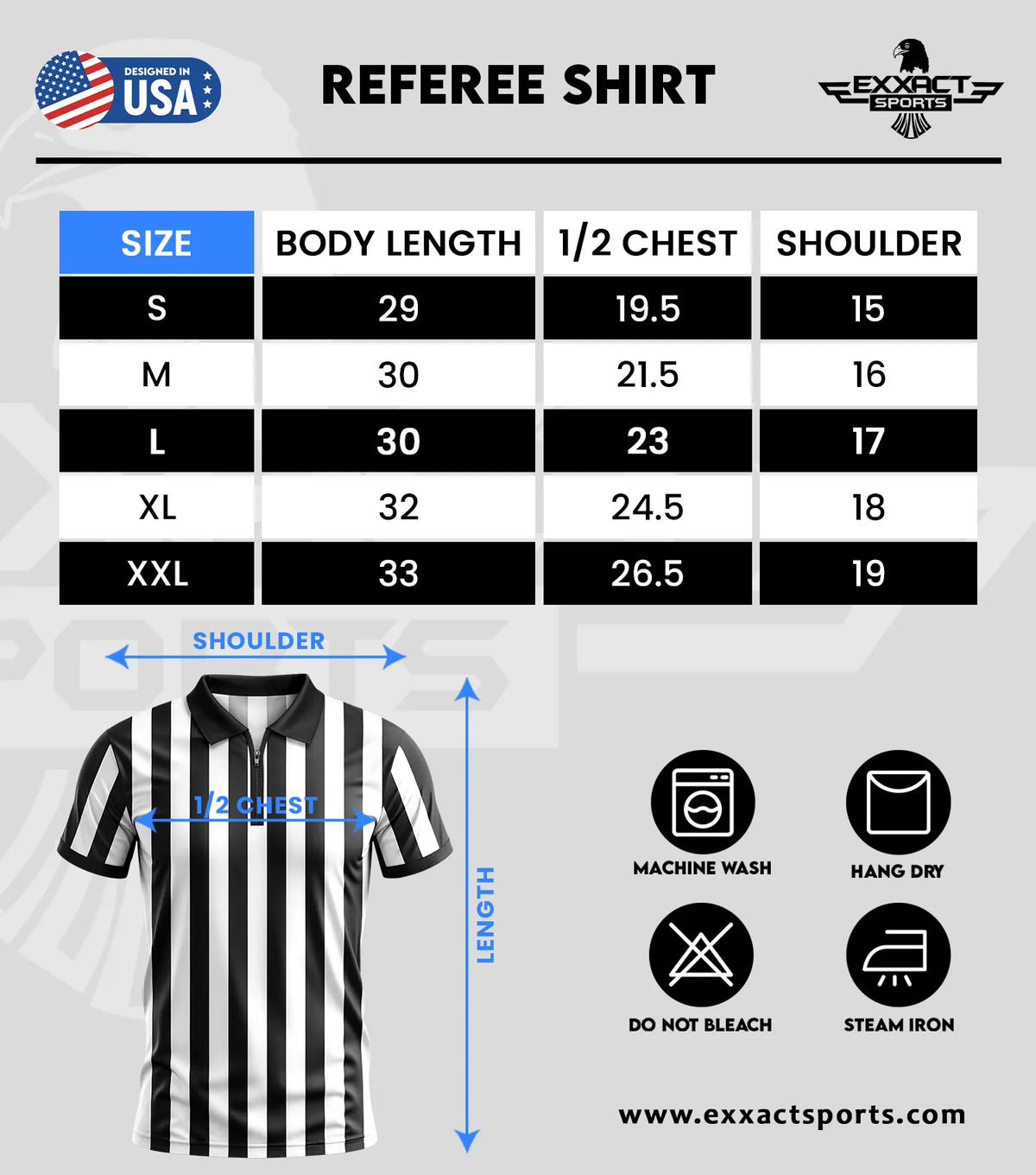 Exxact Sports Referee Shirt for Men and Women Umpire Uniform Quarter Zipper - Black White Stripes