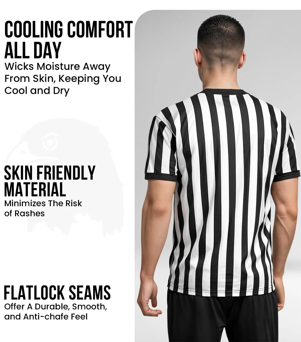 Exxact Sports Referee Shirt for Men and Women Umpire Uniform V-neck - Black White Stripes