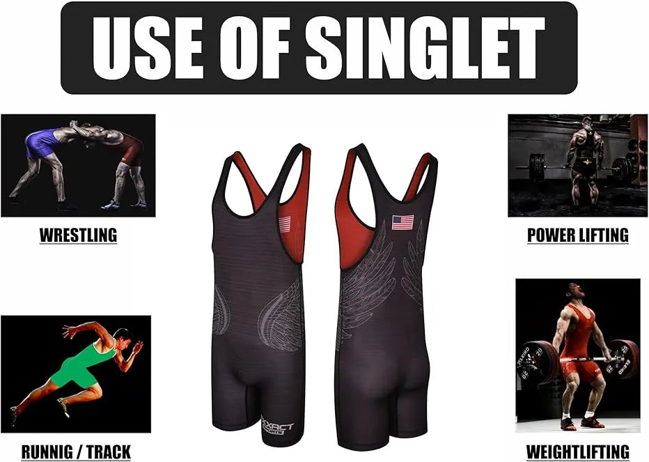 Exxact Sports Reversible Wrestling Singlet for Gymnastic & Mma - Black Red