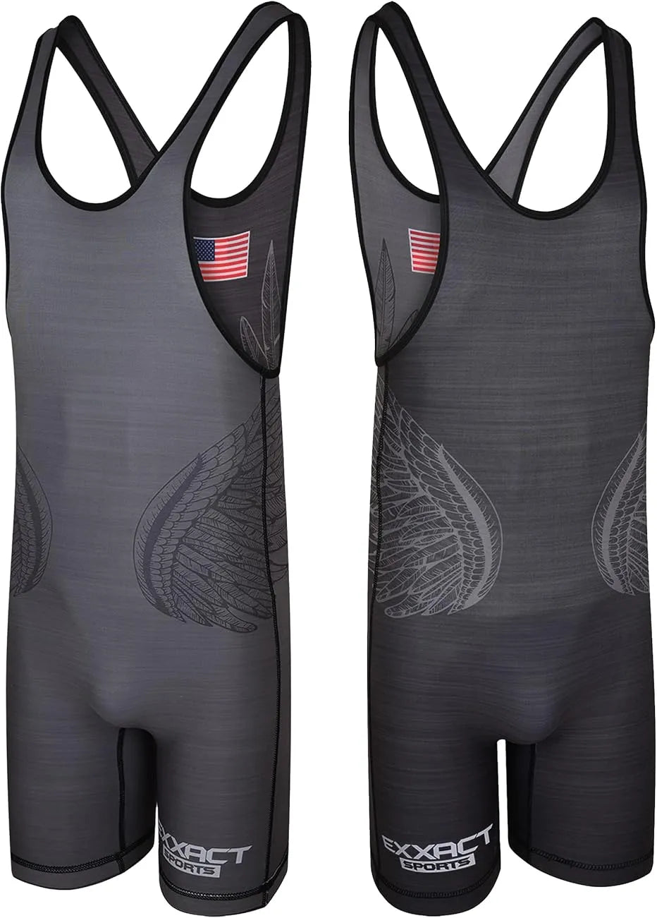 Exxact Sports Reversible Wrestling Singlet for Gymnastic & Mma - Black Gray