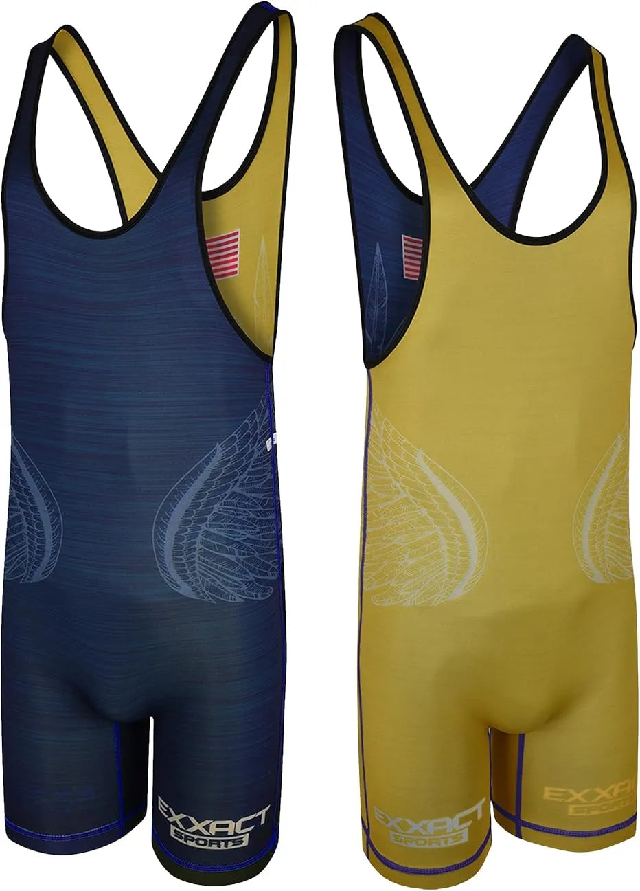 Exxact Sports Reversible Wrestling Singlet for Gymnastic & Mma - Navy Gold
