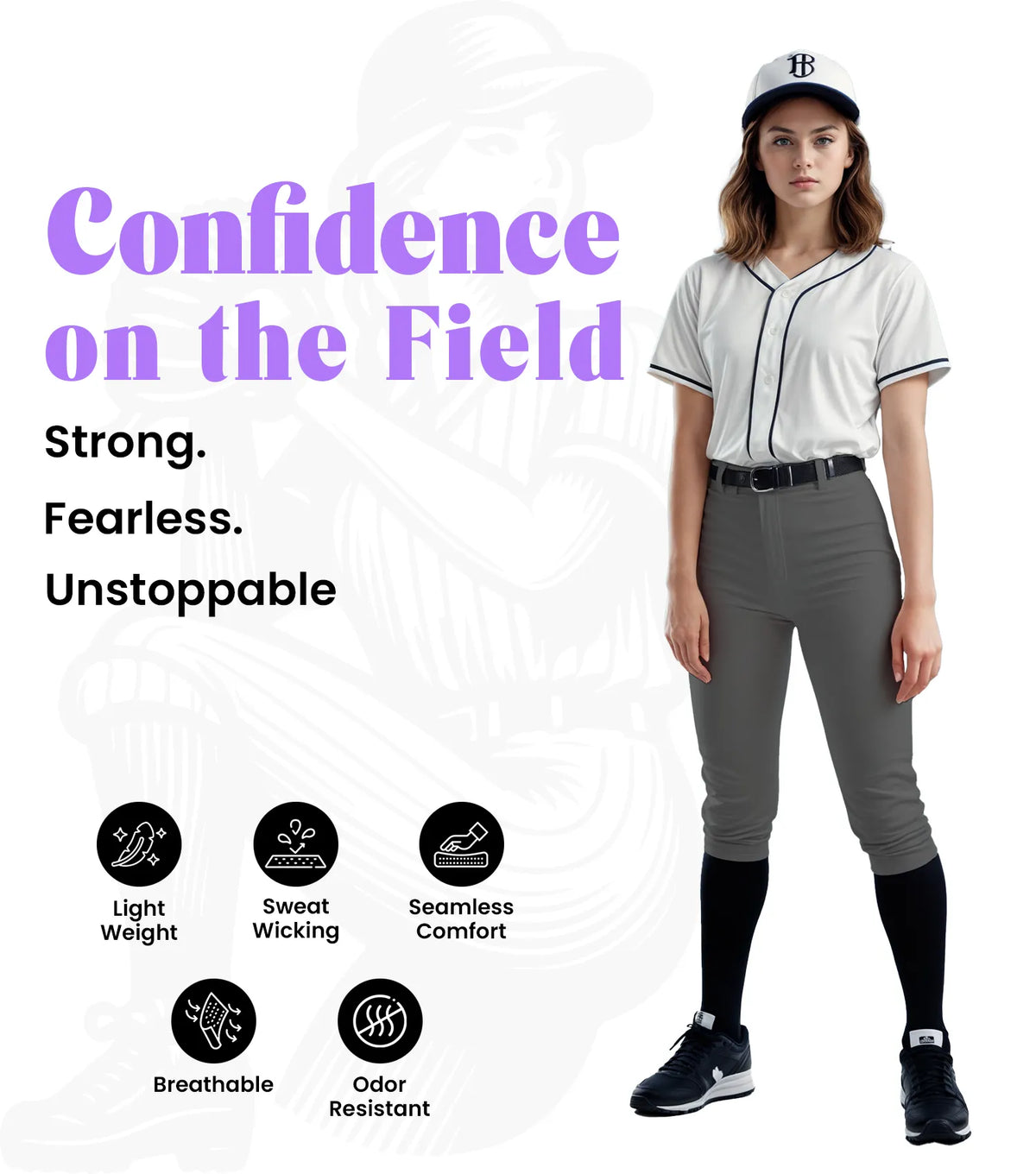 Exxact Sports Softball Pants for Women with Snap and Zipper Elastic Bottom And mesh panels - Dark Gray
