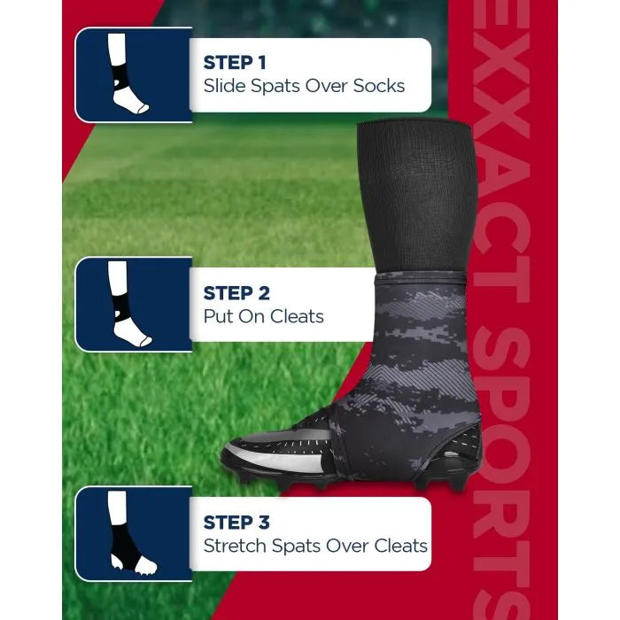 Exxact Sports Spats Cleat Men & Boys Football Covers - Black Camo