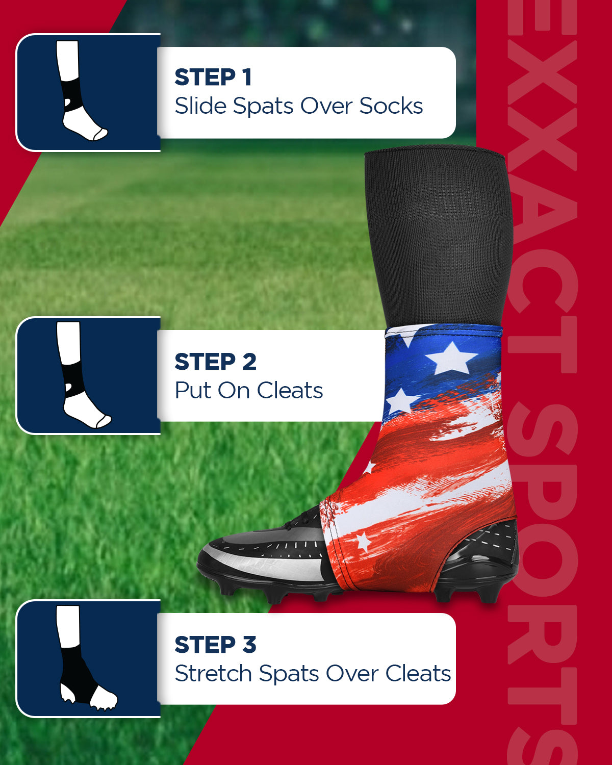 Exxact Sports Spats Cleat Men & Boys Football Covers - Bruashy Usa Flag
