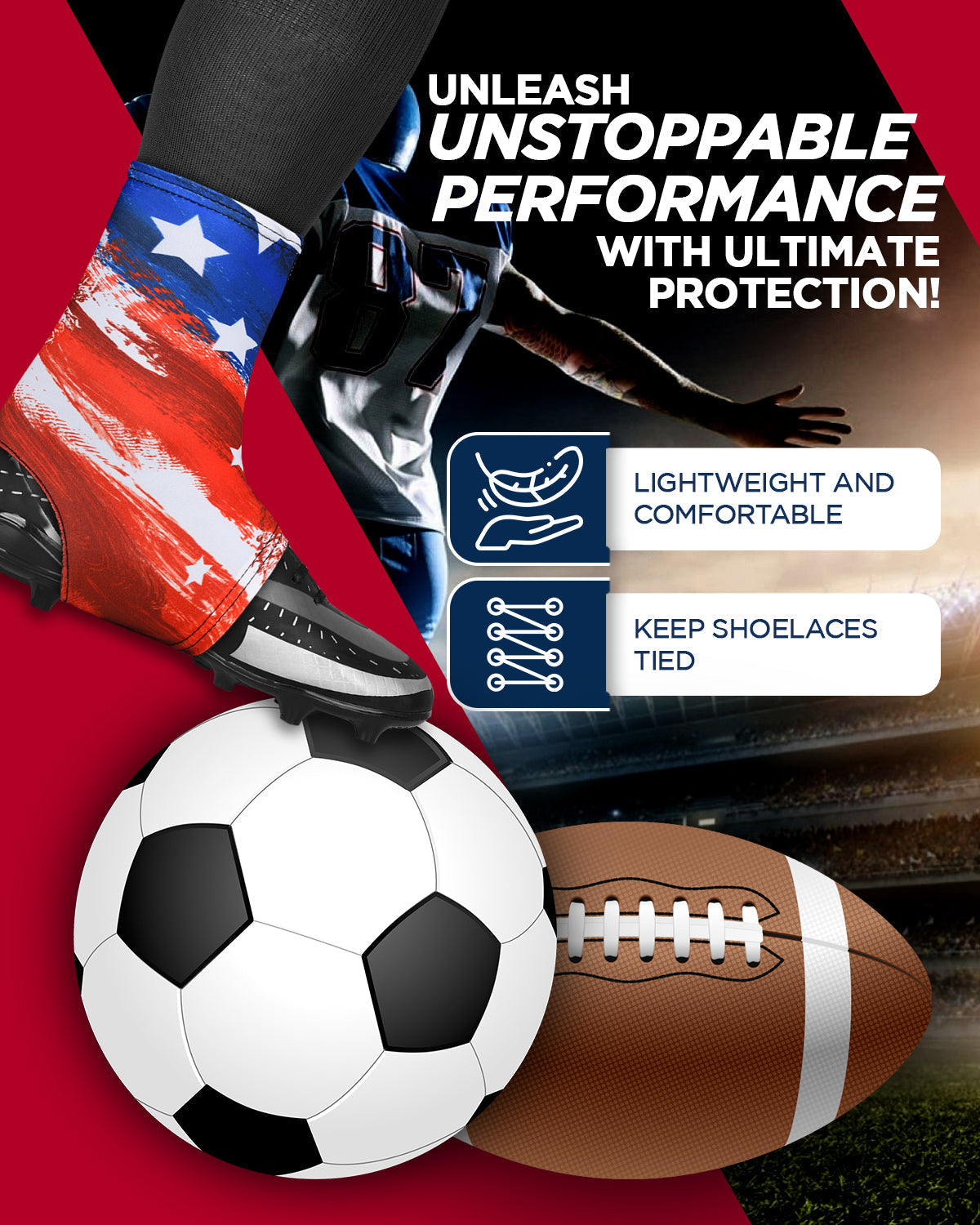 Exxact Sports Spats Cleat Men & Boys Football Covers - Bruashy Usa Flag