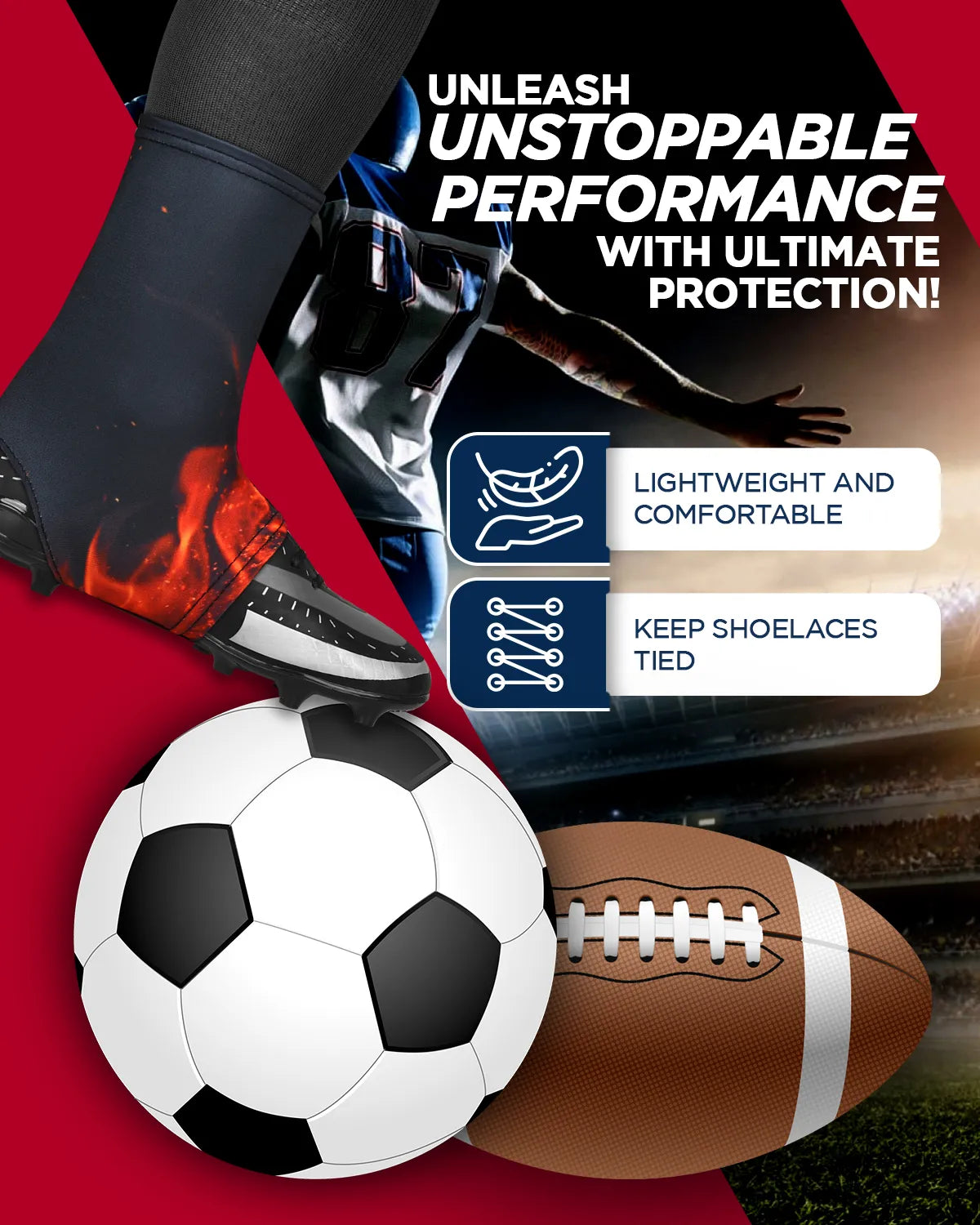 Exxact Sports Spats Cleat Men & Boys Football Covers - Flame