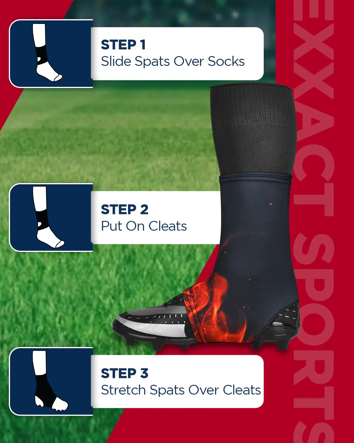 Exxact Sports Spats Cleat Men & Boys Football Covers - Flame