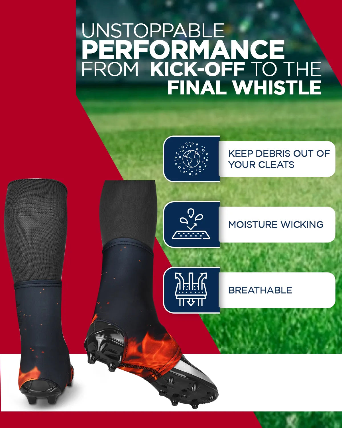 Exxact Sports Spats Cleat Men & Boys Football Covers - Flame