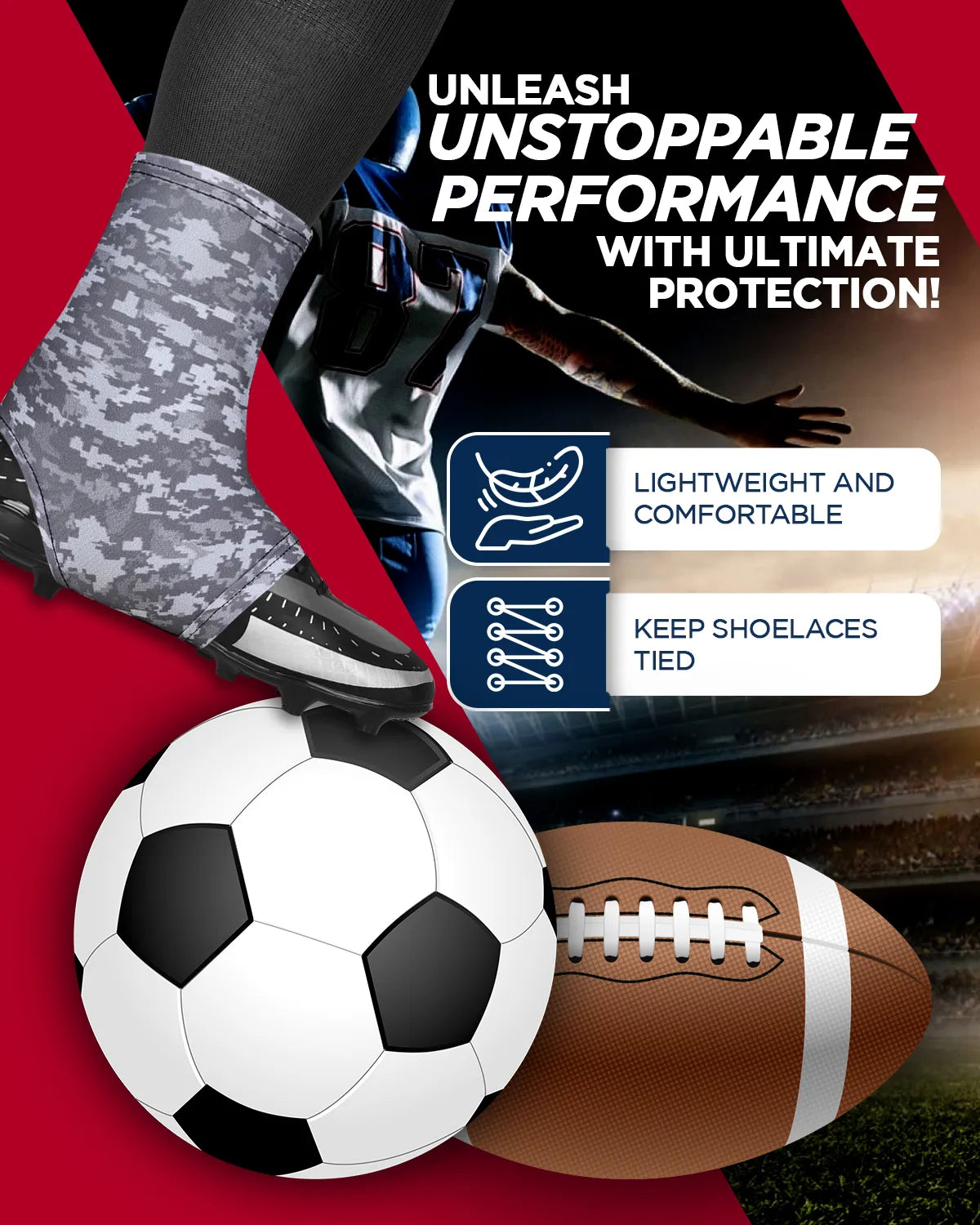 Exxact Sports Spats Cleat Men & Boys Football Covers - Gray Camo