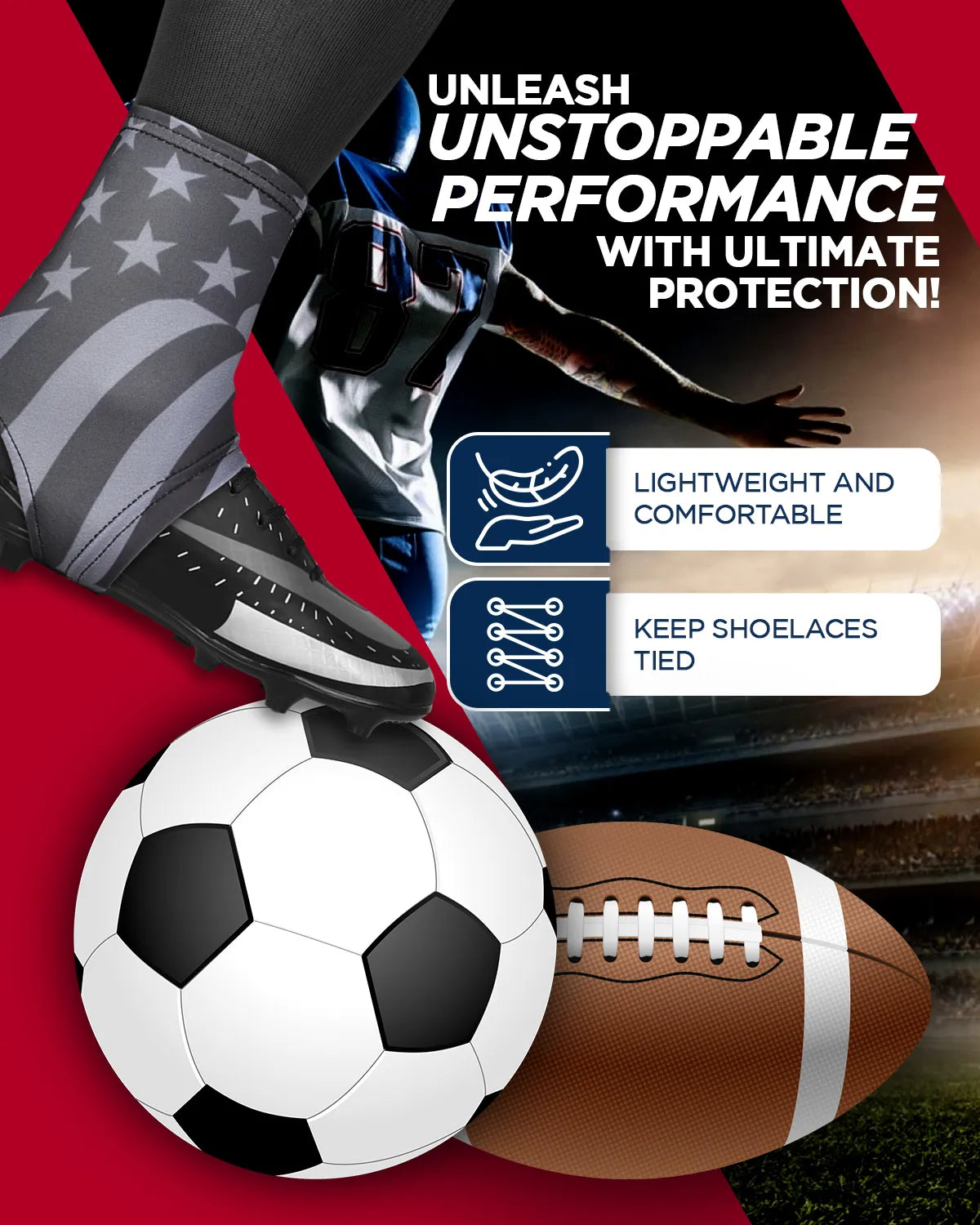 Exxact Sports Spats Cleat Men & Boys Football Covers - Gray Flag