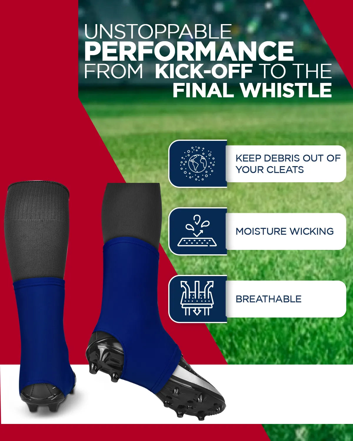 Exxact Sports Spats Cleat Men & Boys Football Covers - Navy