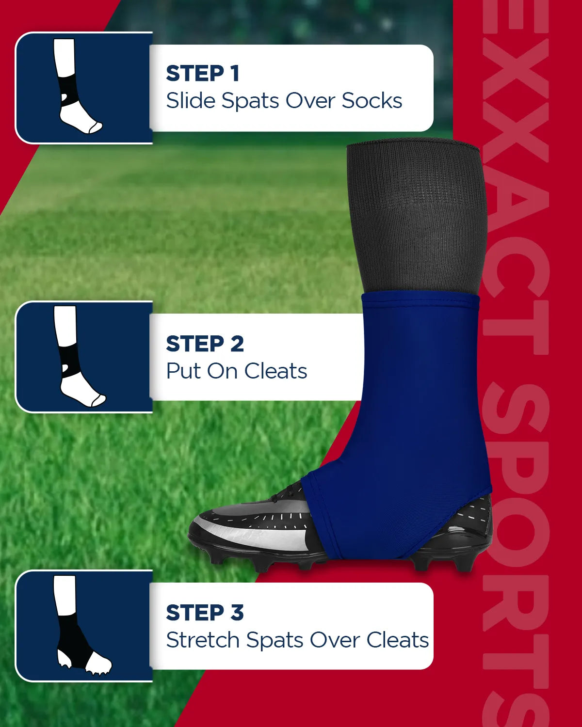 Exxact Sports Spats Cleat Men & Boys Football Covers - Navy