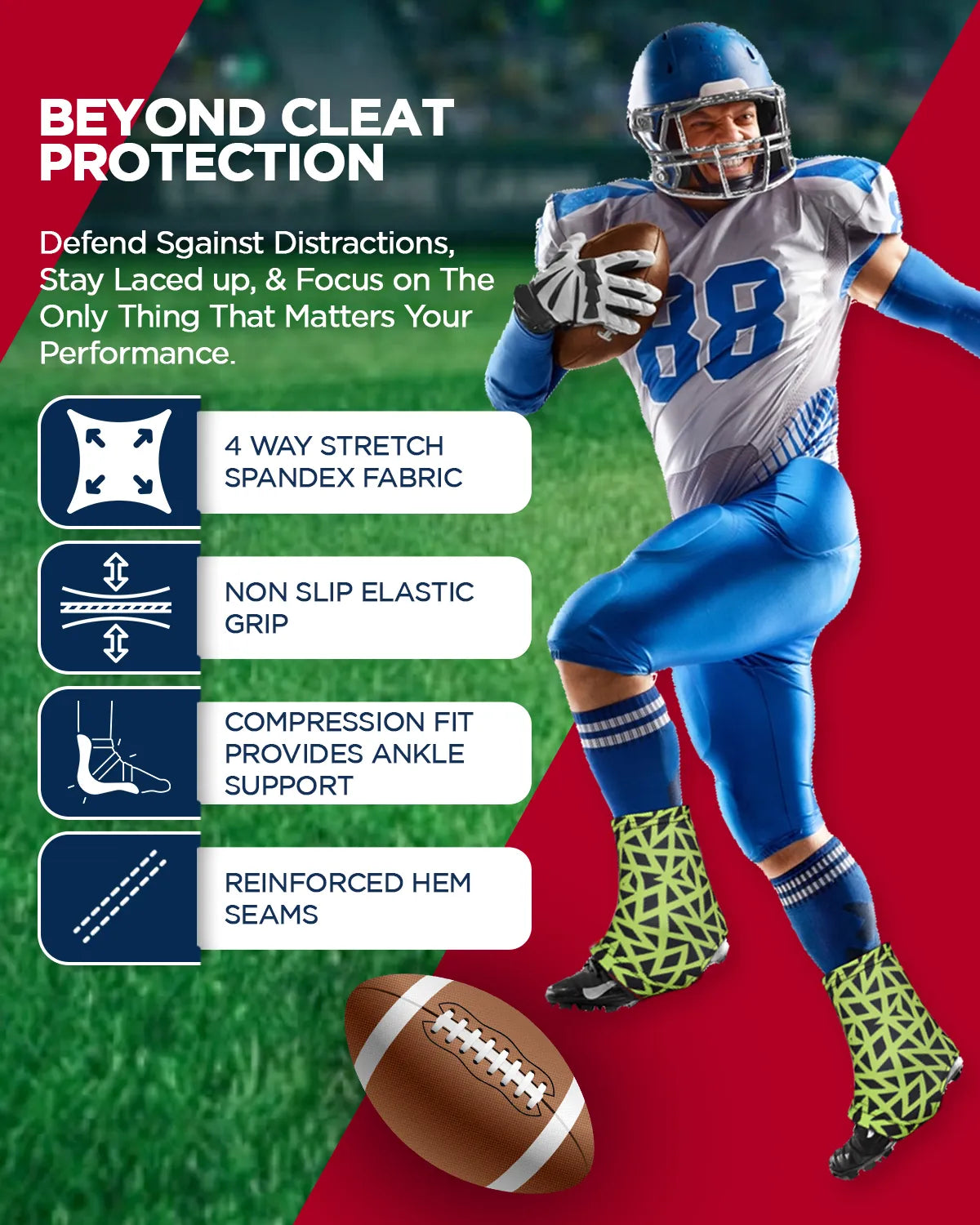 Exxact Sports Spats Cleat Men & Boys Football Covers - Neno Green