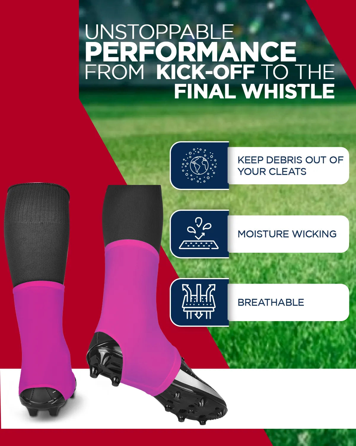 Exxact Sports Spats Cleat Men & Boys Football Covers - Pink