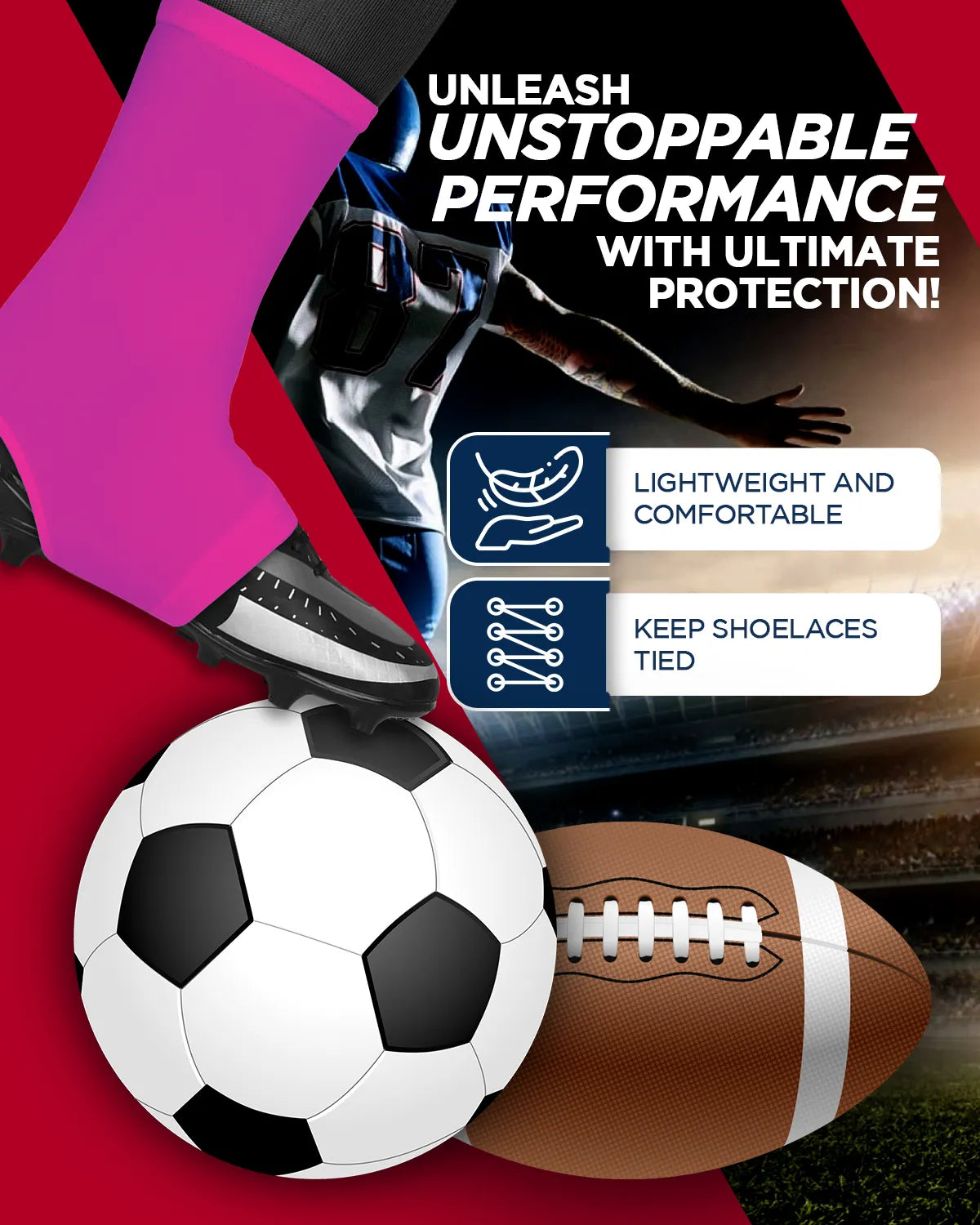 Exxact Sports Spats Cleat Men & Boys Football Covers - Pink