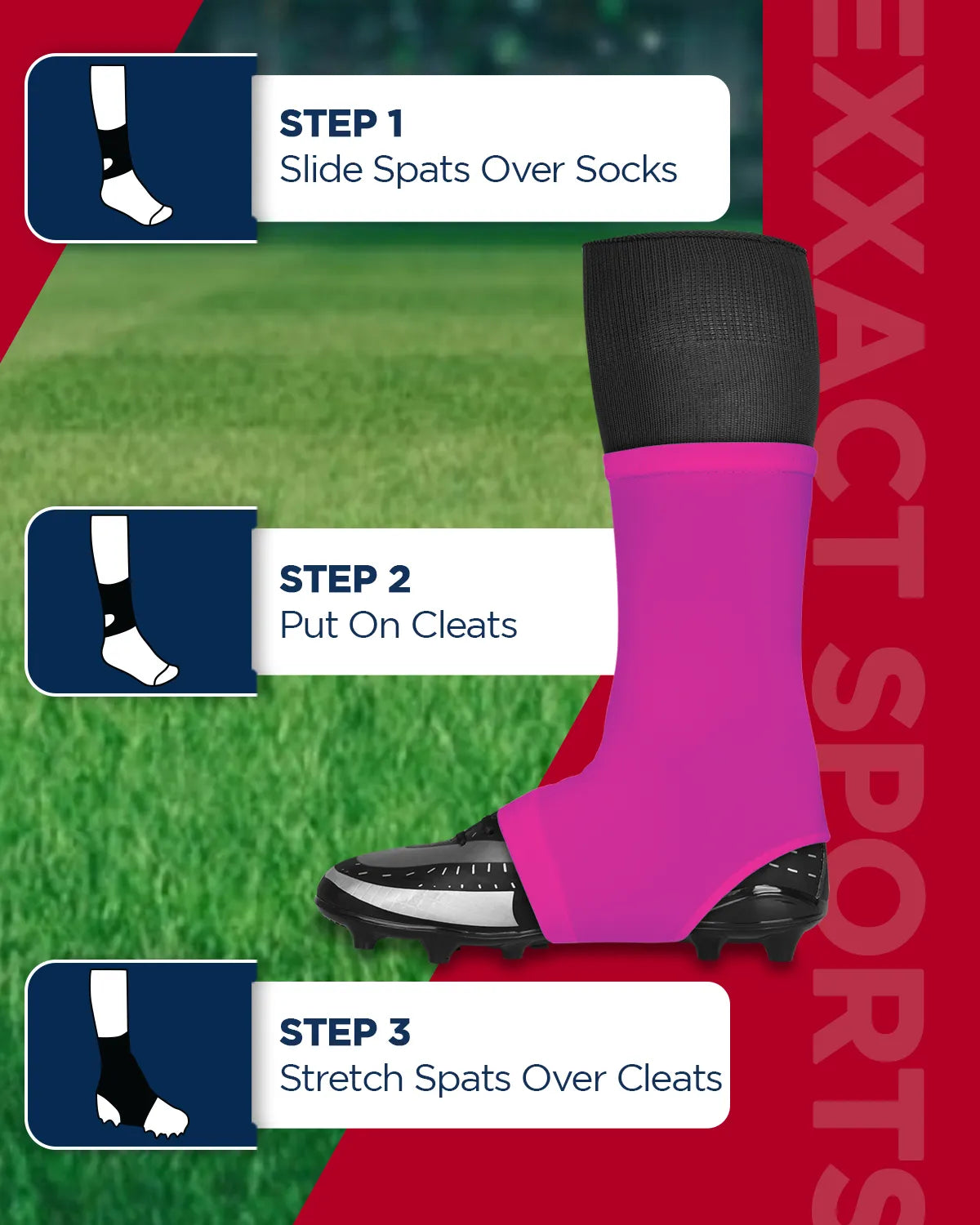 Exxact Sports Spats Cleat Men & Boys Football Covers - Pink