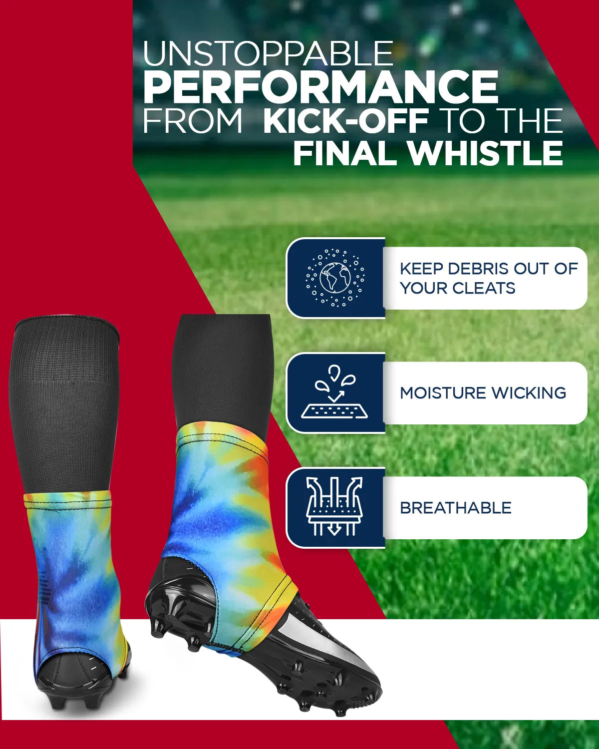 Exxact Sports Spats Cleat Men & Boys Football Covers - Rainbow
