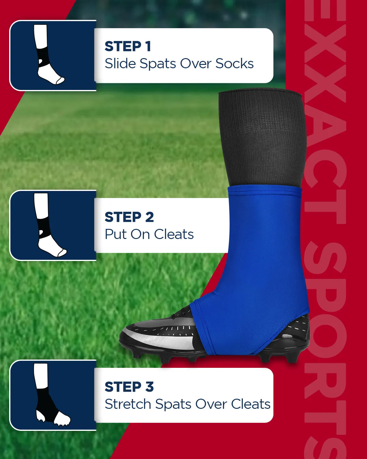 Exxact Sports Spats Cleat Men & Boys Football Covers - Royal Blue