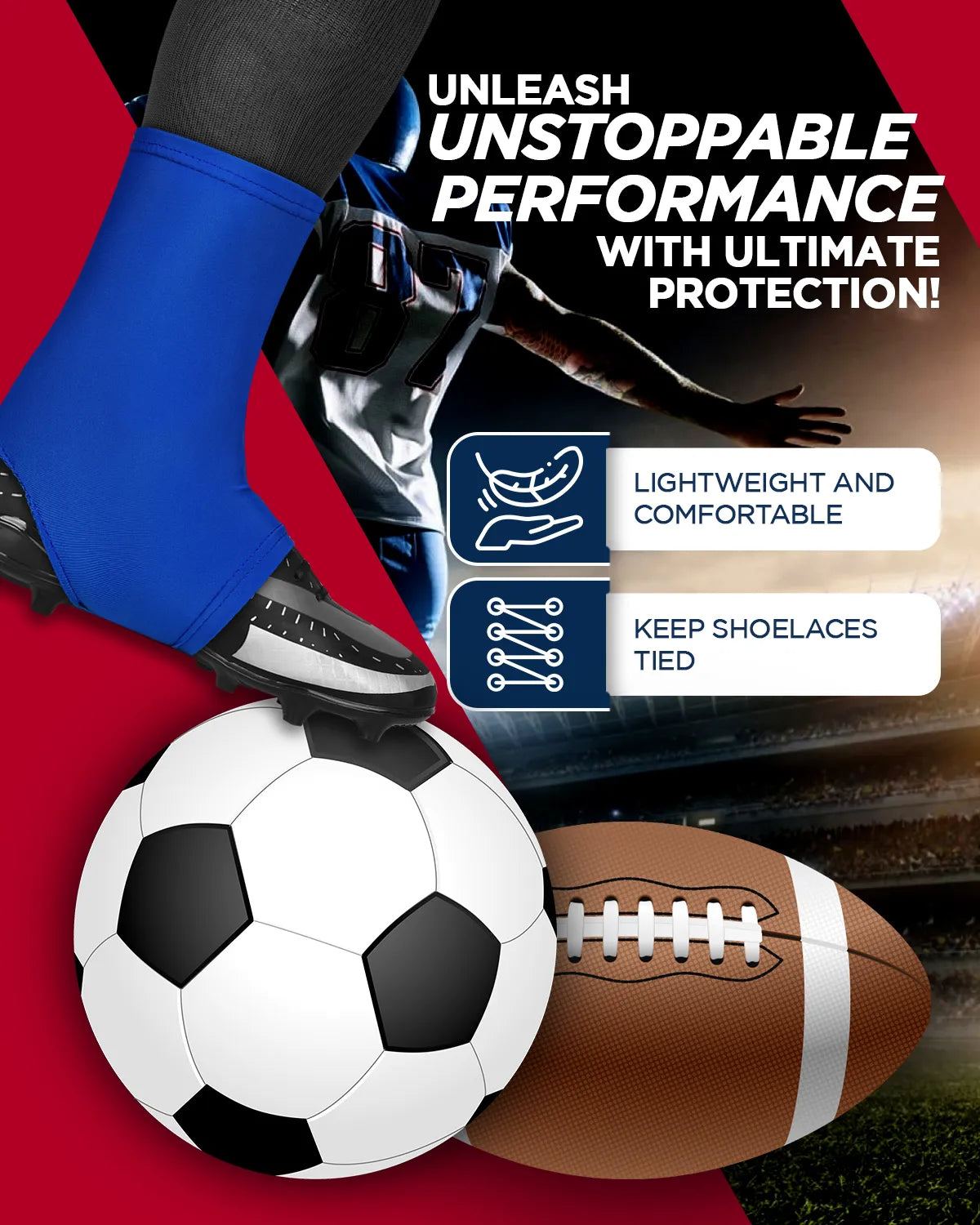 Exxact Sports Spats Cleat Men & Boys Football Covers - Royal Blue