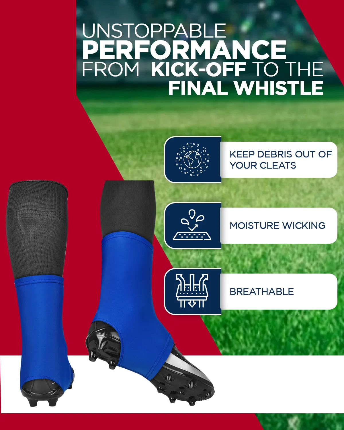 Exxact Sports Spats Cleat Men & Boys Football Covers - Royal Blue