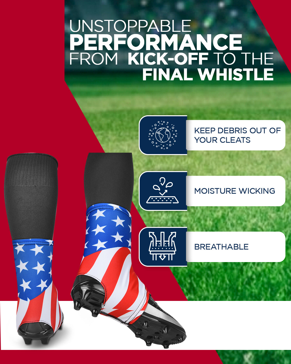 Exxact Sports Spats Cleat Men & Boys Football Covers - Usa Flag