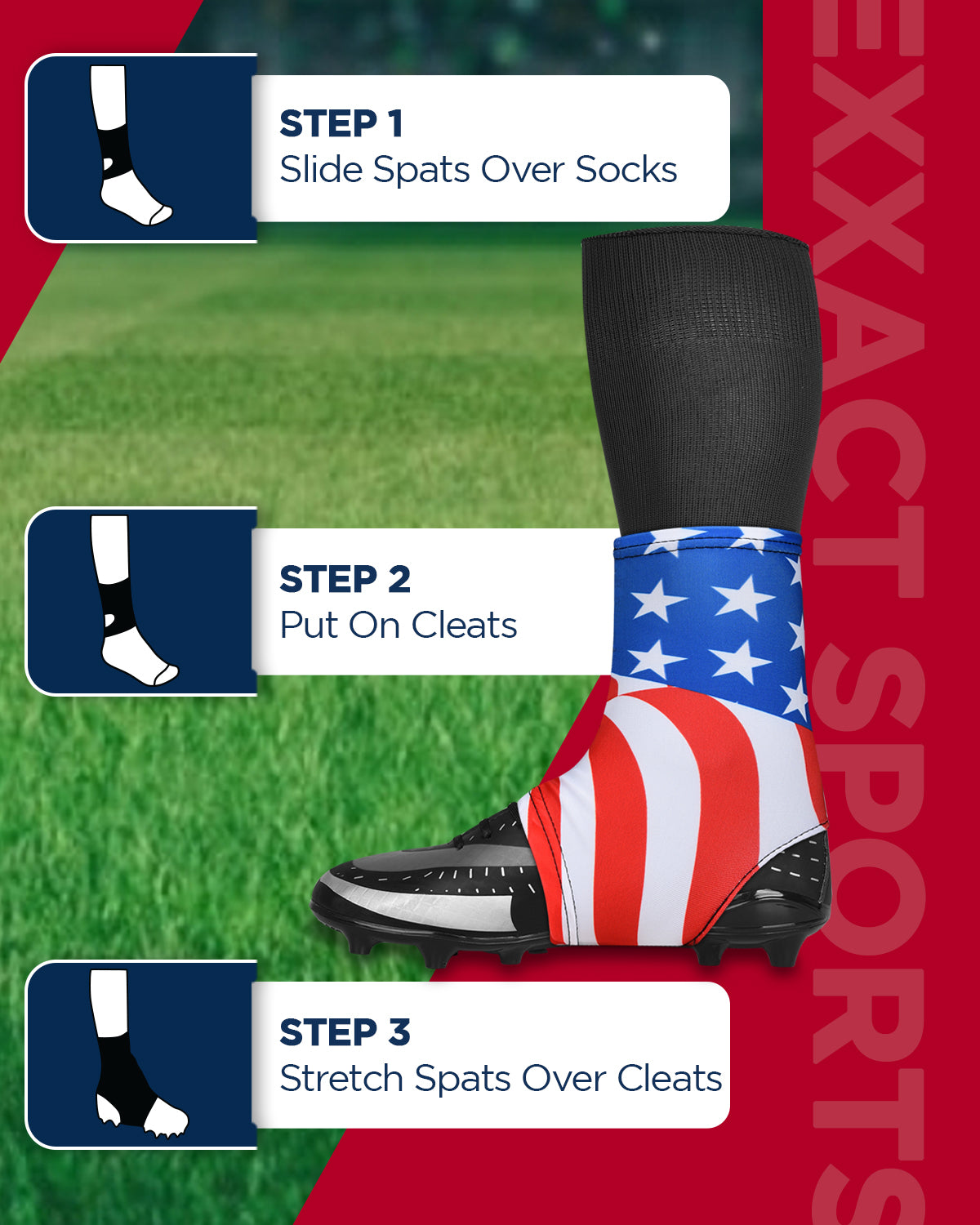 Exxact Sports Spats Cleat Men & Boys Football Covers - Usa Flag
