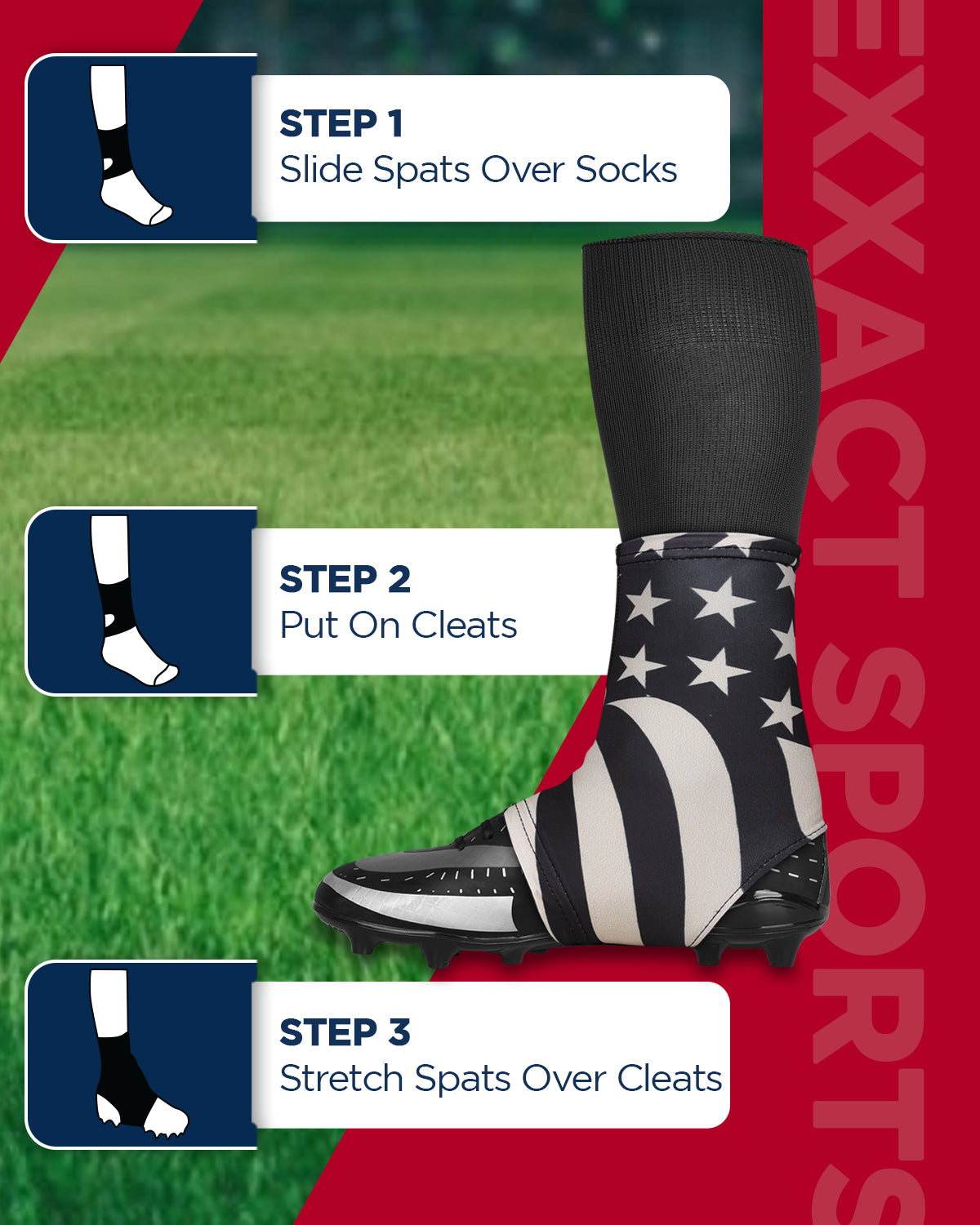 Exxact Sports Spats Cleat Men & Boys Football Covers v - Gold Flag
