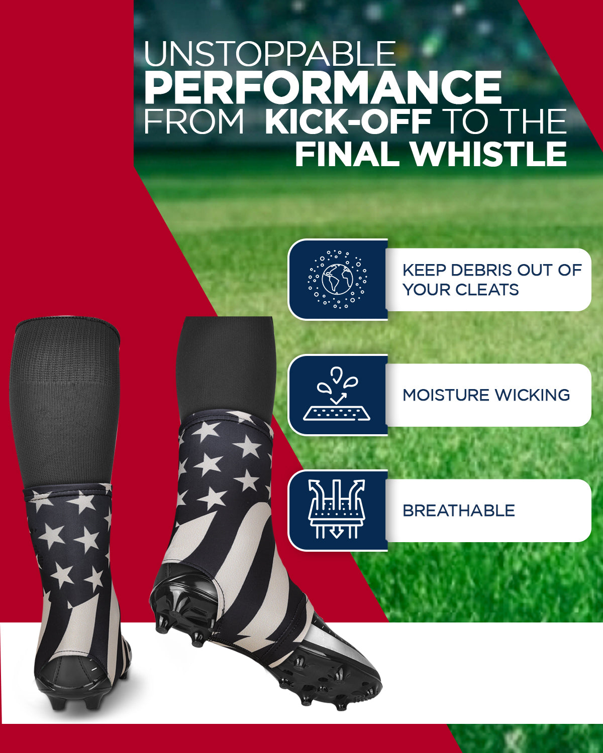 Exxact Sports Spats Cleat Men & Boys Football Covers v - Gold Flag