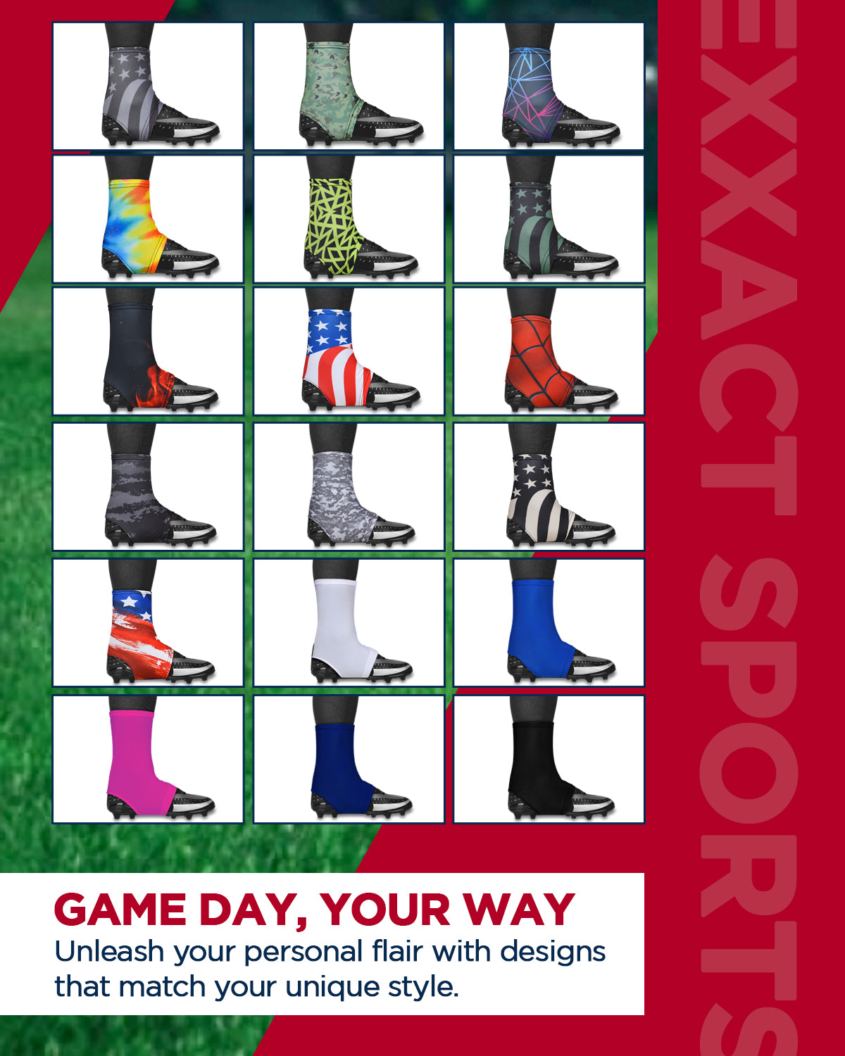 Exxact Sports Spats Cleat Men & Boys Football Covers v - Gold Flag