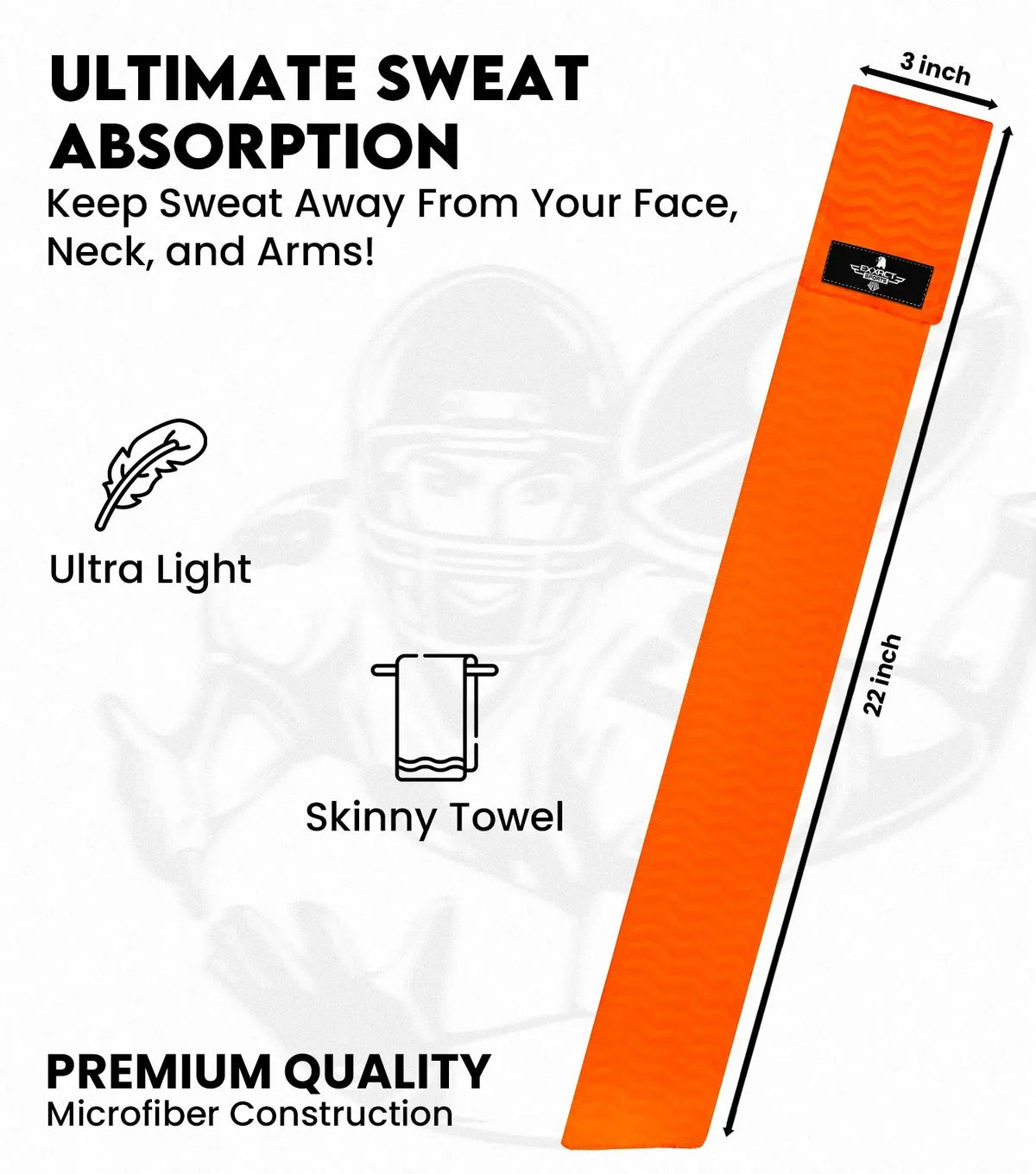 Exxact Sports Streamer Football Towel with Hook & Loop Fastener - Orange