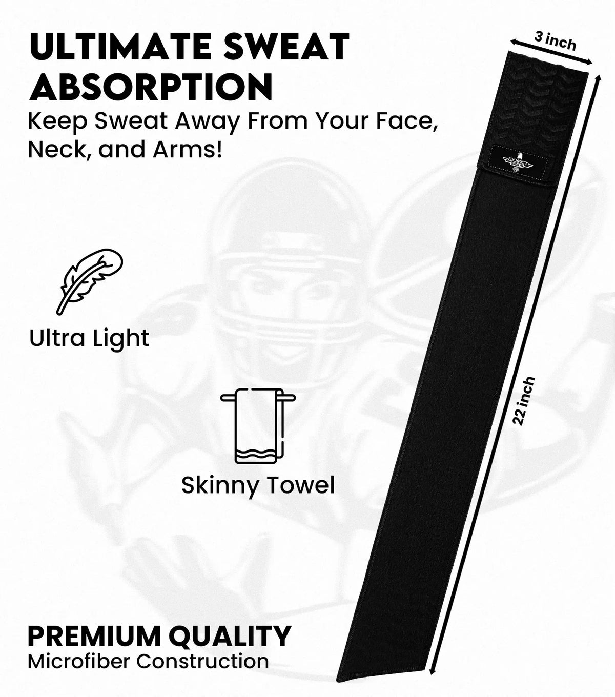 Exxact Sports Streamer Football Towel with Hook & Loop Fastener - Black