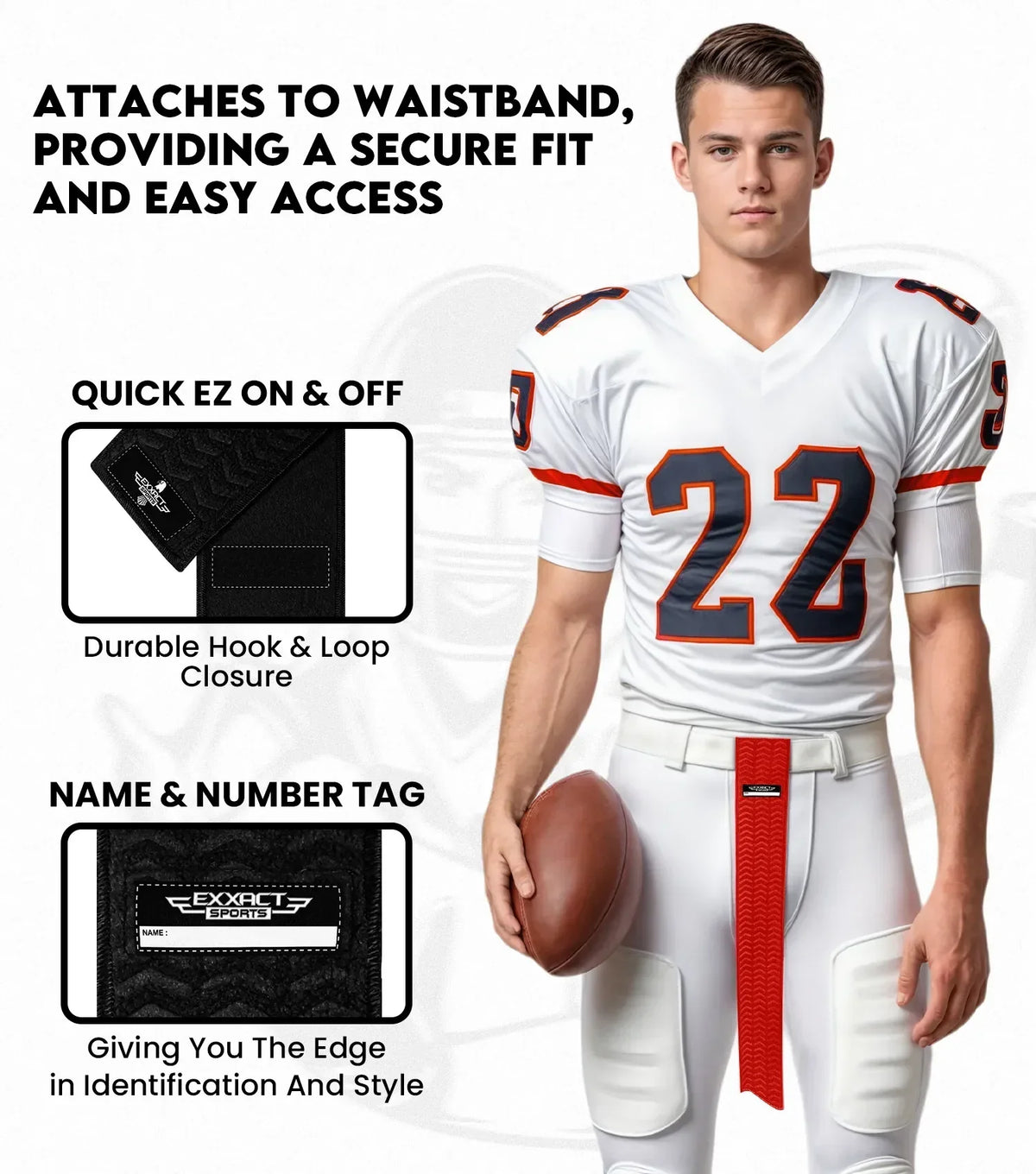 Exxact Sports Streamer Football Towel with Hook & Loop Fastener - Black