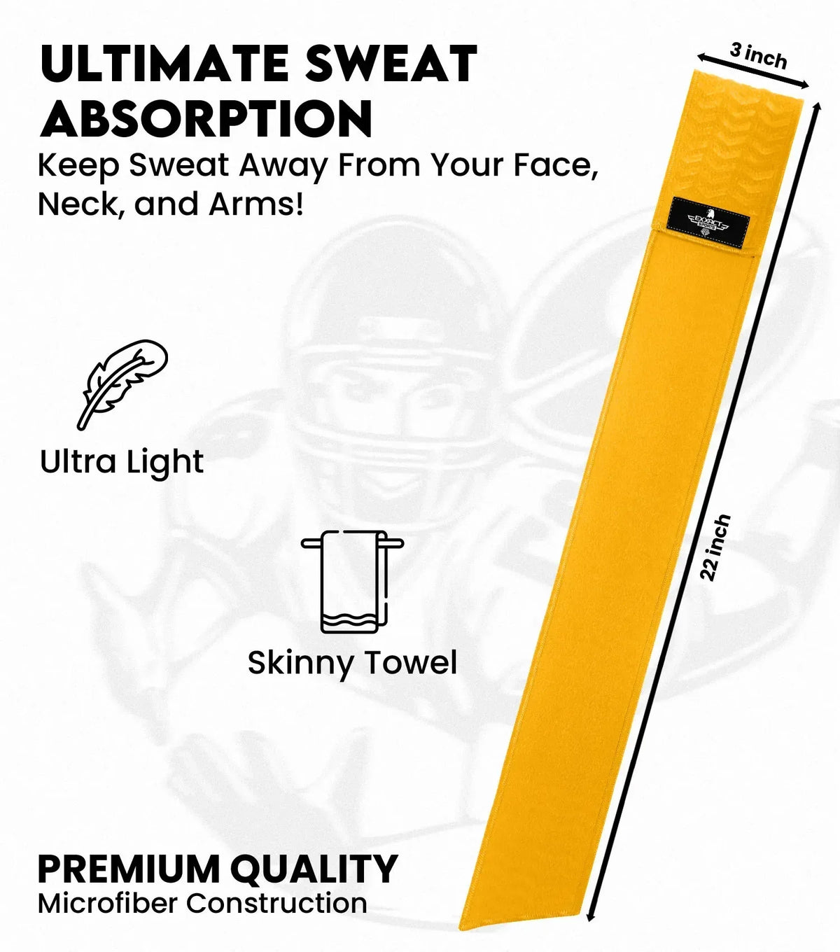 Exxact Sports Streamer Football Towel with Hook & Loop Fastener - Gold