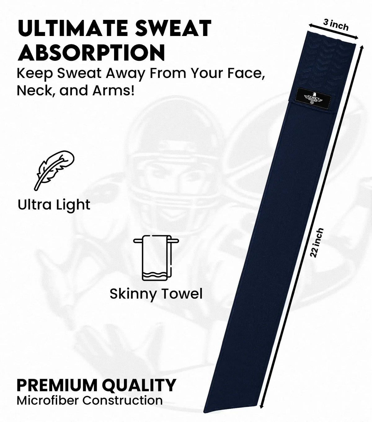 Exxact Sports Streamer Football Towel with Hook & Loop Fastener - Navy