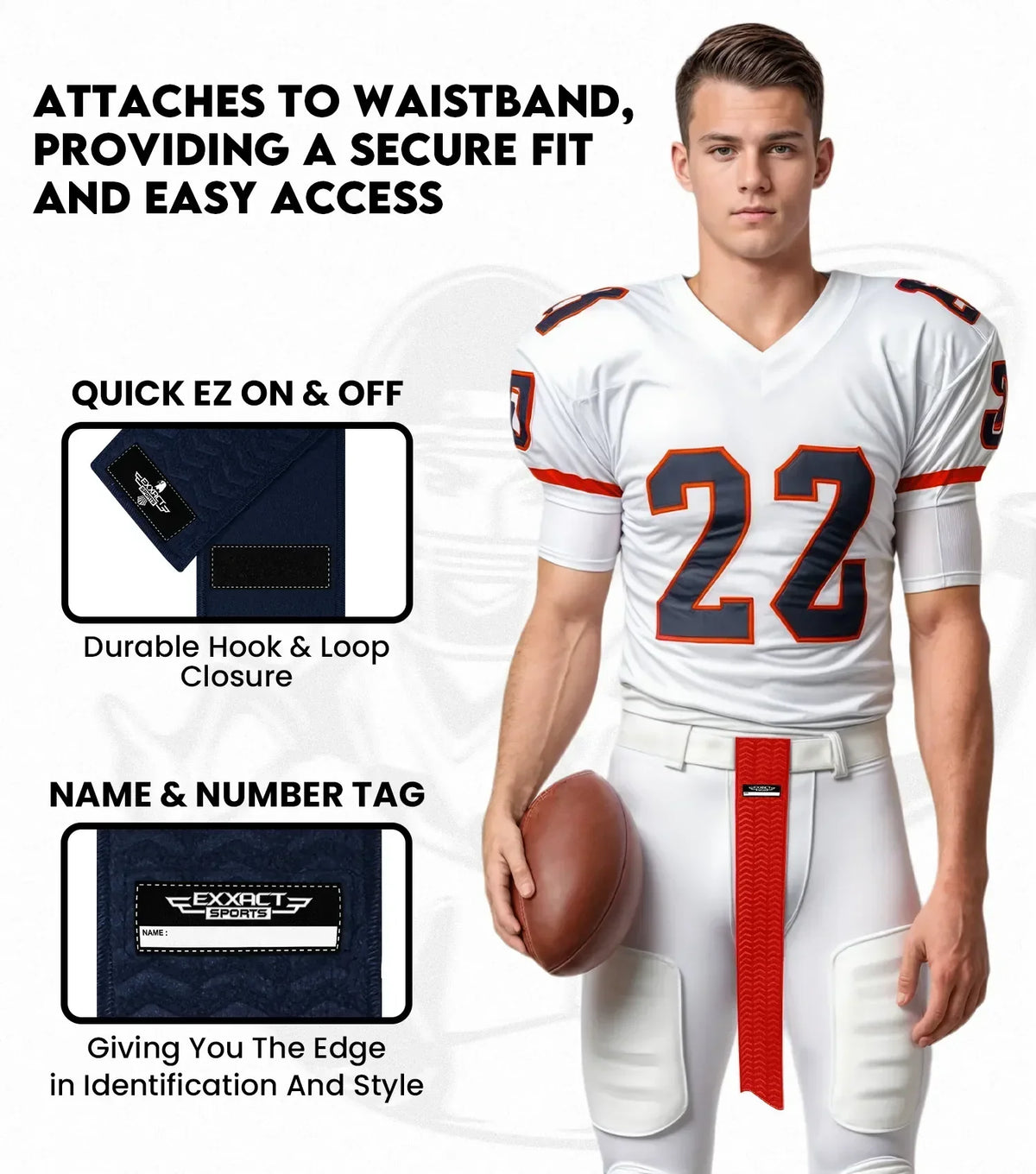 Exxact Sports Streamer Football Towel with Hook & Loop Fastener - Navy