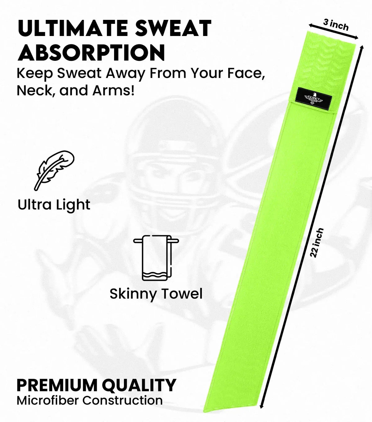 Exxact Sports Streamer Football Towel with Hook & Loop Fastener - Neon Green