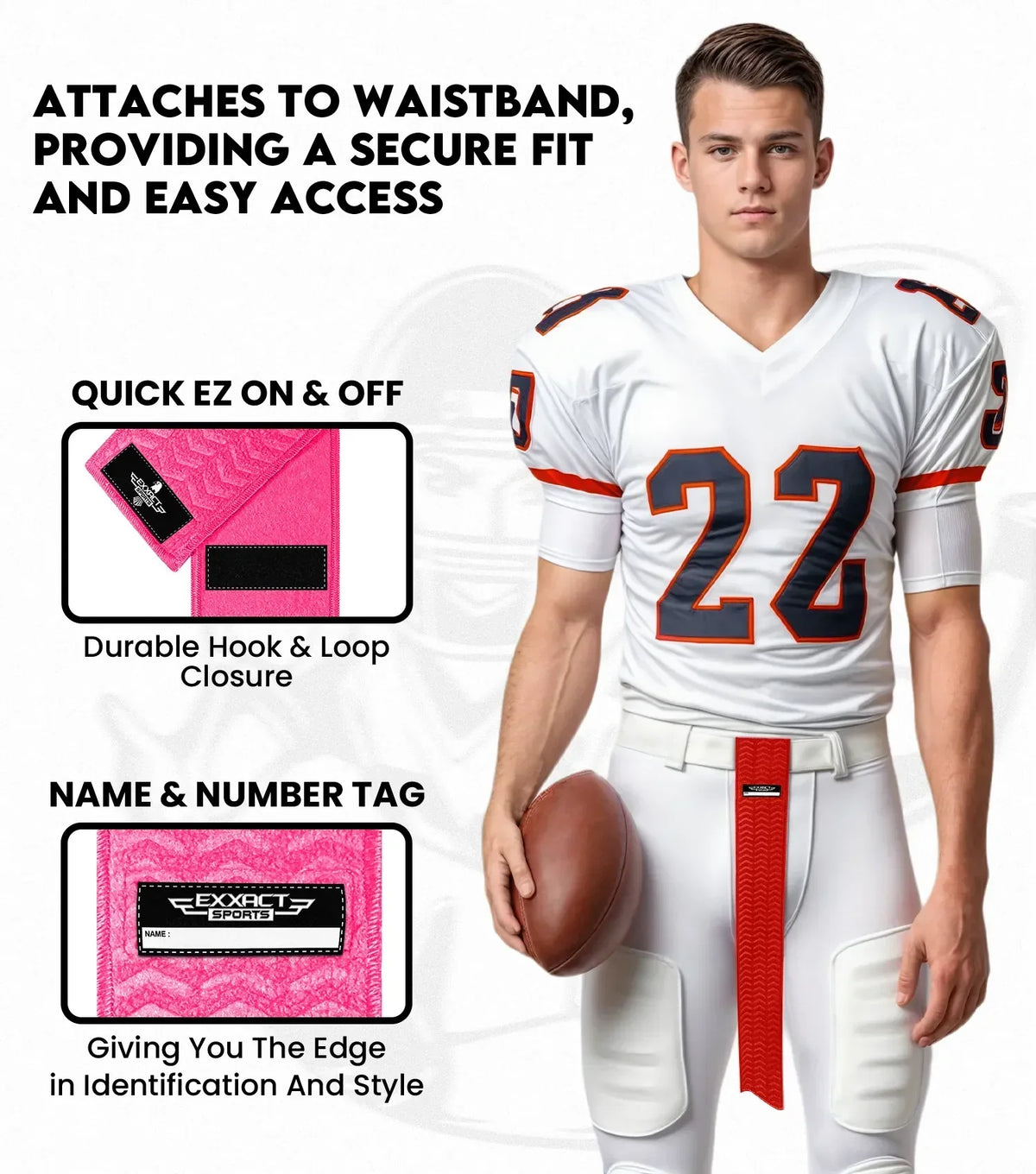 Exxact Sports Streamer Football Towel with Hook & Loop Fastener - Pink