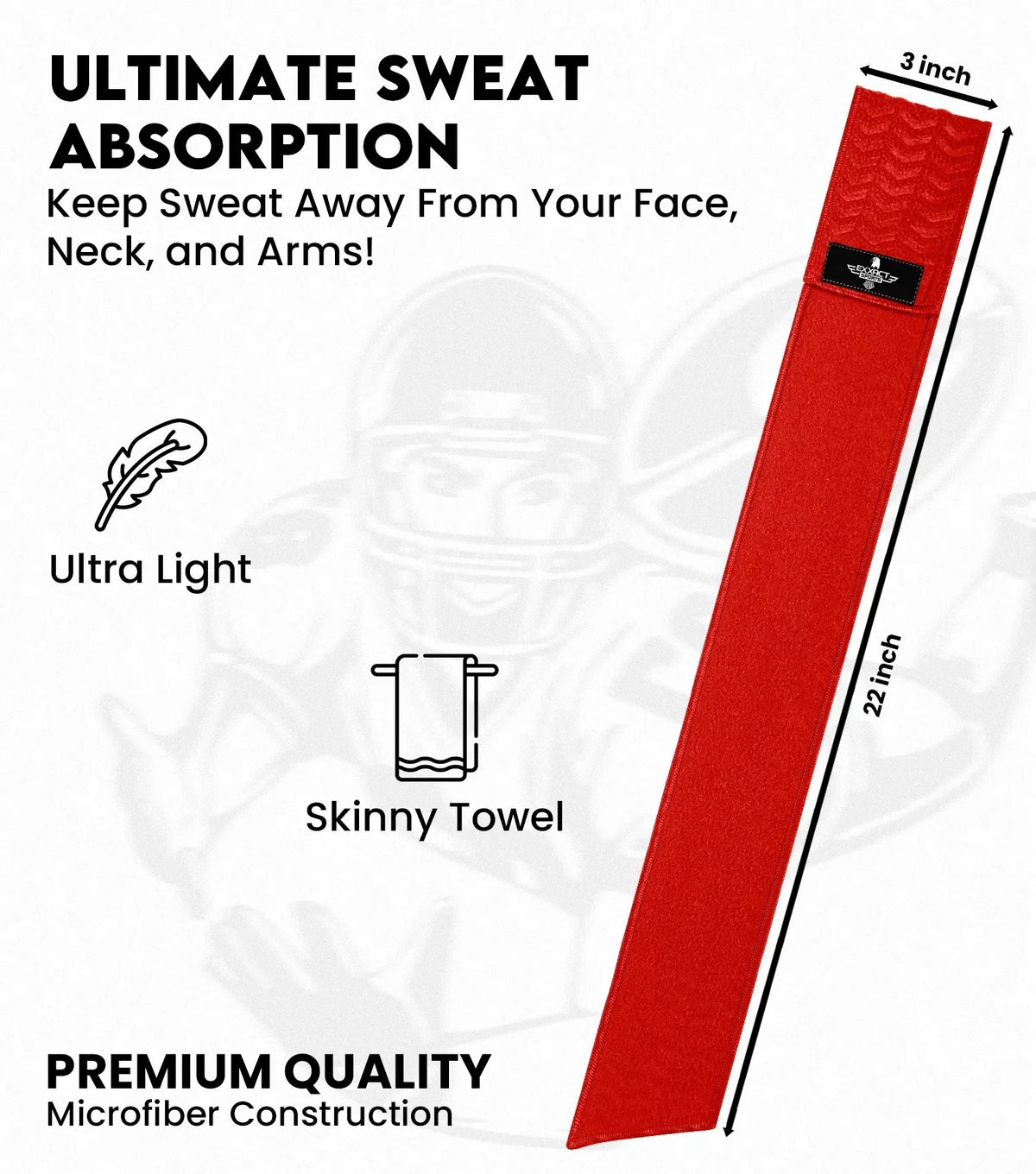 Exxact Sports Streamer Football Towel with Hook & Loop Fastener - Red - White