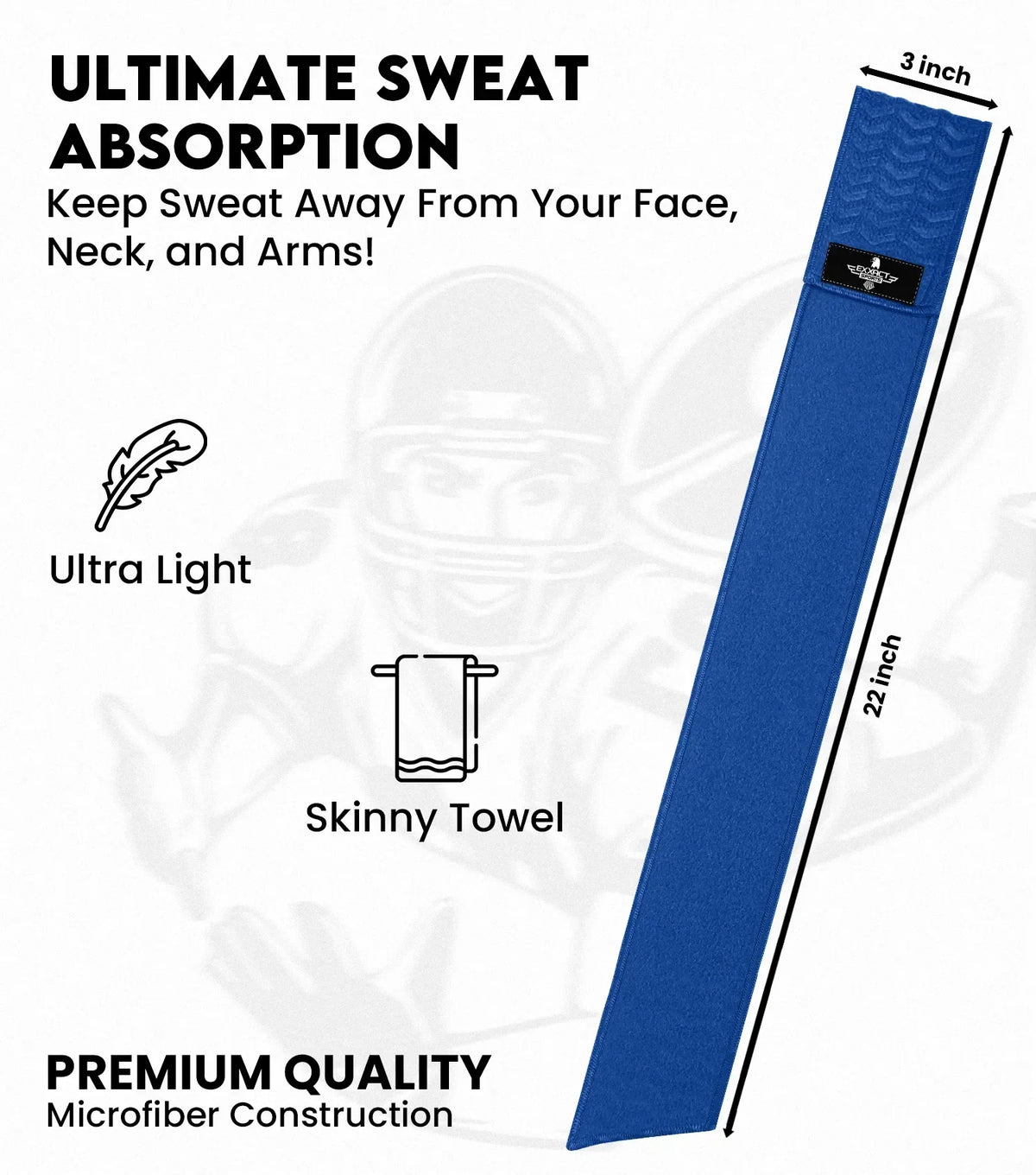 Exxact Sports Streamer Football Towel with Hook & Loop Fastener - Royal Blue