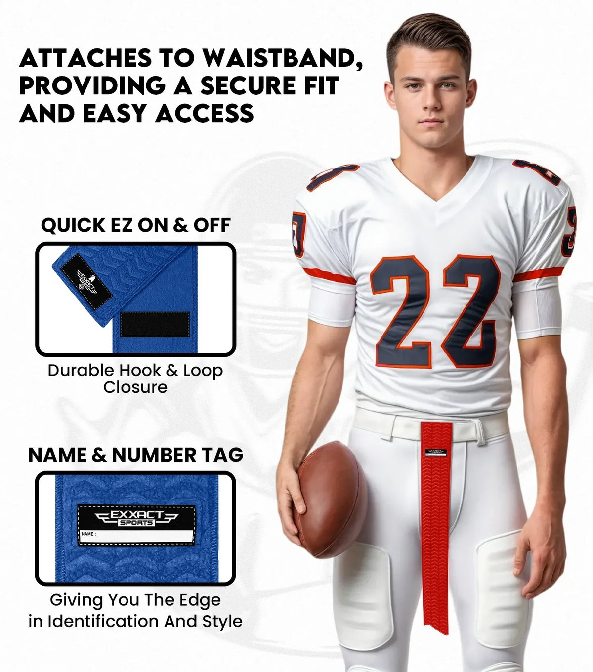 Exxact Sports Streamer Football Towel with Hook & Loop Fastener - Royal Blue