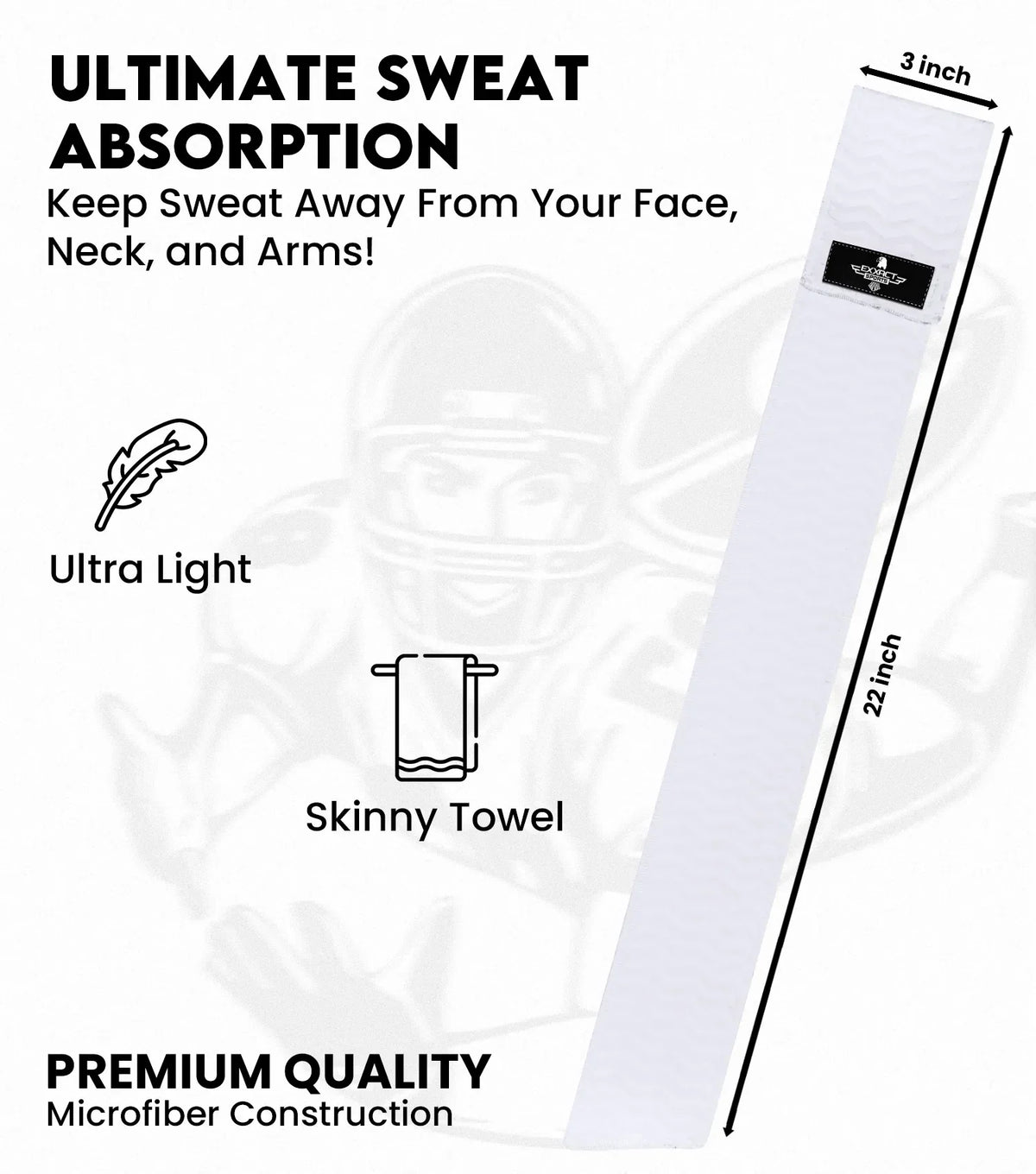Exxact Sports Streamer Football Towel with Hook & Loop Fastener - White