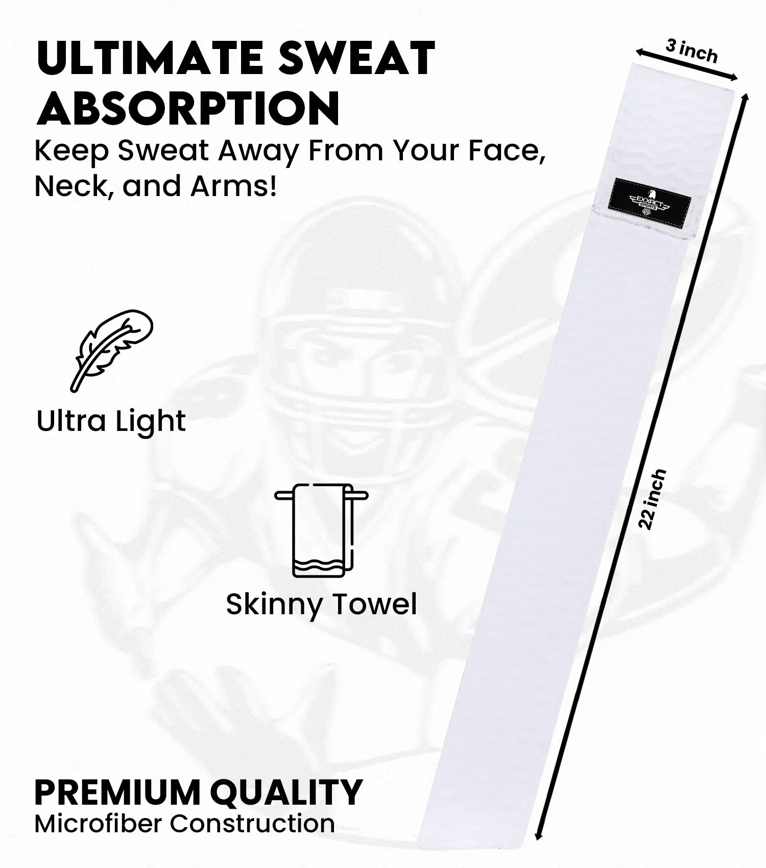 Exxact Sports Streamer Football Towel with Hook & Loop Fastener - White