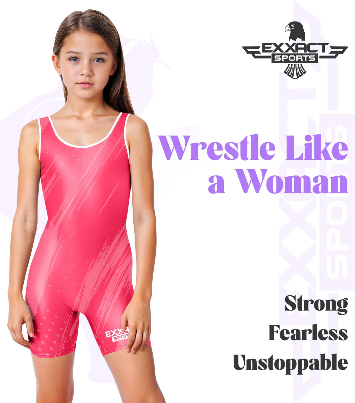Exxact Sports Sublimated Girl’s Wrestling Singlets High-cut Female singlets - Pink